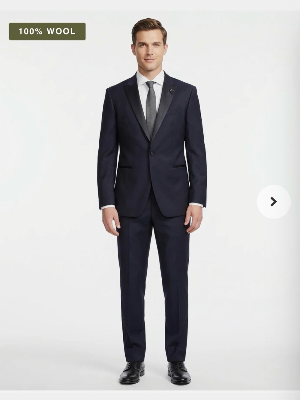 John Varvatos Navy Wool Peak Lapel Tuxedo